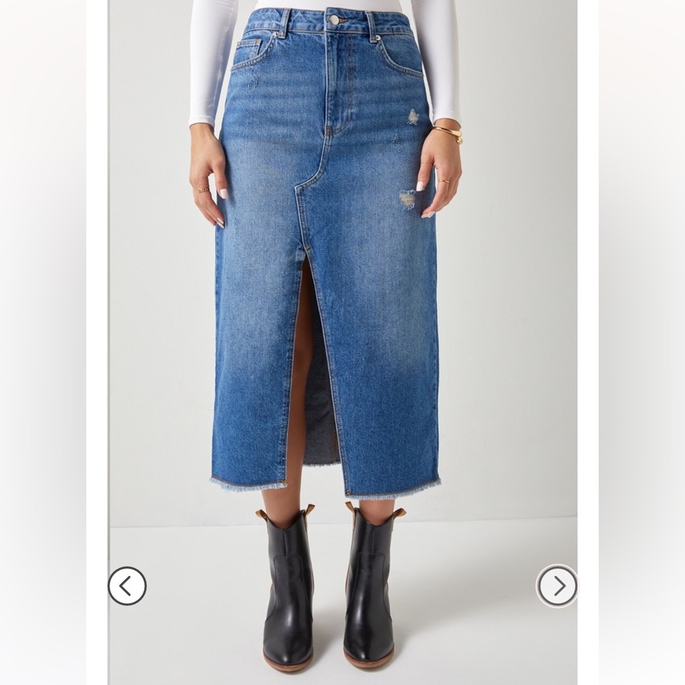 Roberta Dark Wash Denim Midi Skirt M